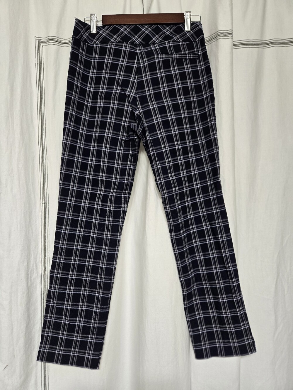 Margaret M Navy Plaid Pants